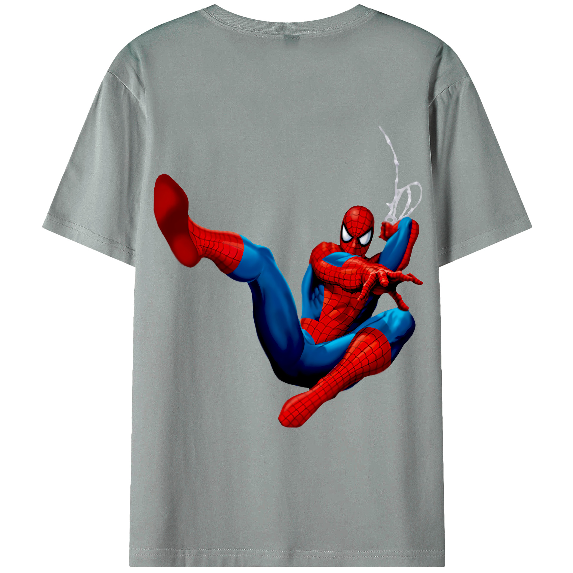 （画像用） Spider Man スパイダーマン 綿100％ メンズ半袖Tシャツ（バックプリント） 通気性